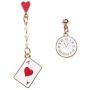 Asymmetric Clock Poker Card Alarm Dangle Drop Earring，Asymmetric Earrings Poker Clock Earrings Loving Woman Rock Earrings Long Pearl-like Fashion Jewelry