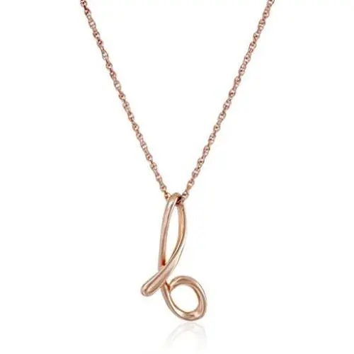 Amazon Collection 14k Rose Gold Plated Sterling Silver ''B'' Cursive Initial Pendant Necklace, 18'' Amazon Collection 14k Rose Gold Plated Sterling Silver ''B'' Cursive Initial Pendant Necklace, 18''