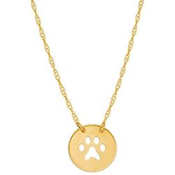 Ritastephens 14k Yellow Gold Mini Puppy Dog Paw Print Pendant Adjustable Chain Necklace 16-18 Inches
