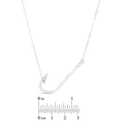 Unique Royal Jewelry 925 Sterling Silver High Polish Nautical Ocean Sea Fishing Hook Pendant and Necklace with Continuous Adjustable Length 16'' to 20''.