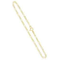 Figaro Chain Link in Gold Plated Sterling Silver, Rose Gold Plated Sterling Silver & Sterling Silver 2mm Italian 7-42 Inch Bracelets and Necklaces
