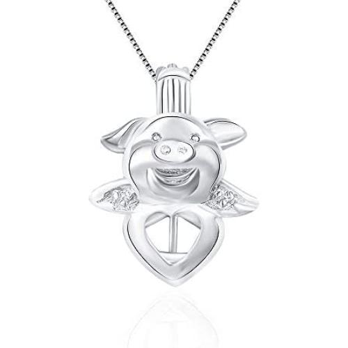NY Jewelry 925 Sterling Silver Pig Design Pearl Cage Locket Pendants for Women Jewelry Making