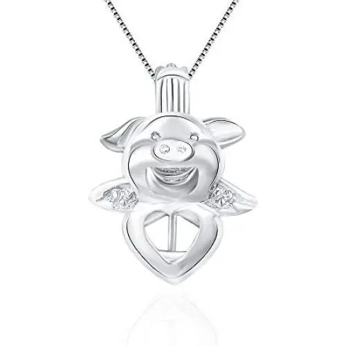 NY Jewelry 925 Sterling Silver Pig Design Pearl Cage Locket Pendants for Women Jewelry Making
