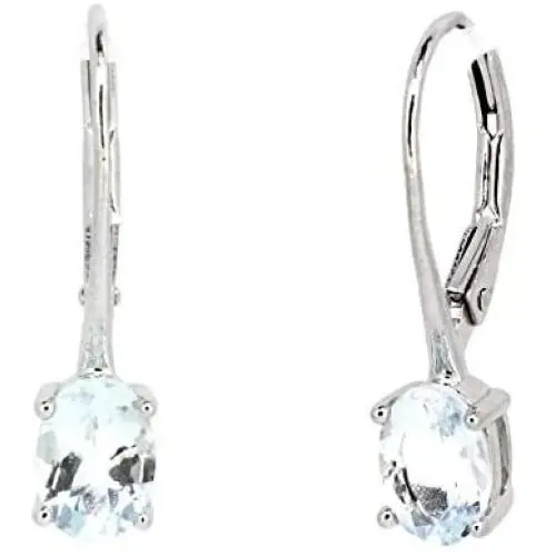 Sterling Silver Oval Cut Genuine Natural Gemstone Leverback Drop Earrings Sterling Silver Oval Cut Genuine Natural Gemstone Leverback Drop Earrings