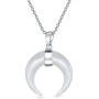 Boho Tribal Fashion Black White Turquoise Horn Italian Crescent Moon Pendant Necklace For Women Teen 925 Sterling Silver