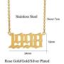 Crazy Feng Birth Year Necklace Gold Number Necklace 14K Gold Stainless Steel Necklace 1985 to 2018 Necklace Old English Necklace for Women Friendship Jewelry Gift 14.2''+2.7''