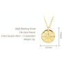 Friendship Necklace CZ Compass Round Gold Coin Pendant Necklace for Women Teen Girls Sterling Silver Simple Small Disk Minimalist Circle Medallion Pendant Chain Choker Dainty Jewelry Graduation Gift