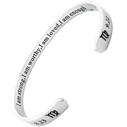 RENYILIN Creative Cuff Bracelet, Zodiac Bracelet, Inspirational Stainless Steel Bracelet for Men and Women