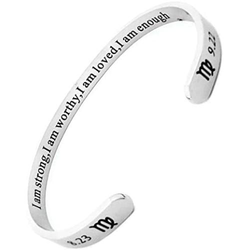 RENYILIN Creative Cuff Bracelet, Zodiac Bracelet, Inspirational Stainless Steel Bracelet for Men and Women