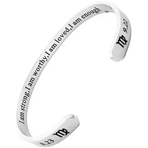 RENYILIN Creative Cuff Bracelet, Zodiac Bracelet, Inspirational Stainless Steel Bracelet for Men and Women
