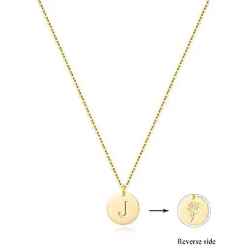 Disc Initial Necklaces for Women Girls,18K Gold Plated Round Disc Double Side Engraved Rose Flower Necklace Initial Adjustable Personalized Alphabet Letter Pendant for Women Disc Initial Necklaces for Women Girls,18K Gold Plated Round Disc Double Side Engraved Rose Flower Necklace Initial Adjustable Personalized Alphabet Letter Pendant for Women