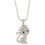 Cute Cat Kitty Pendant Necklace with Crystal Link Chain Sweet Gift Girls Kids Women Jewelry Necklace