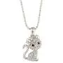 Cute Cat Kitty Pendant Necklace with Crystal Link Chain Sweet Gift Girls Kids Women Jewelry Necklace