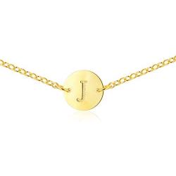 Embolden Jewelry Gold Coin Initial Necklace Sterling Silver 18K Gold Plated Dainty Gold Coin Initial Necklace Tiny Letter Necklace Bridesmaids Personalized Gift