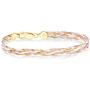 Miabella Tri-Color 18K Gold Over 925 Sterling Silver Italian 6-Strand 7mm Braided Herringbone Chain Bracelet for Women Teen Girls 6.5, 7.25, 8 Inch Italy