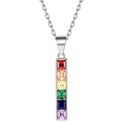 PROSTEEL Stainless Steel/925 Sterling Silver Necklace, LGBT Gay Pride Jewelry Rainbow Pendant Necklace Gift for Men/Women