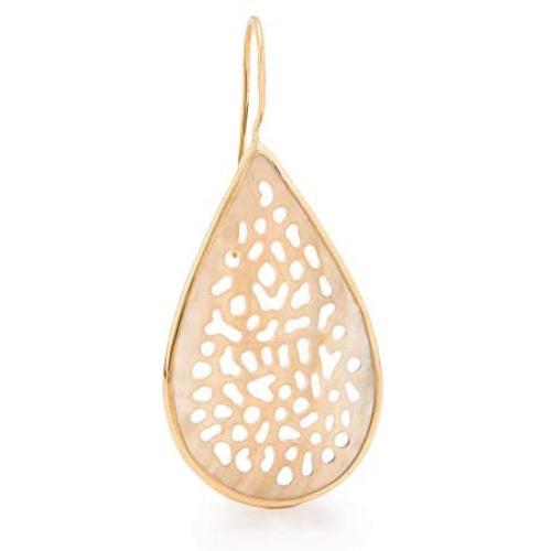 16g Teardrop-Shaped Brass Ear Jewelry — Mother of Pearl Inlay with Mottled Pattern