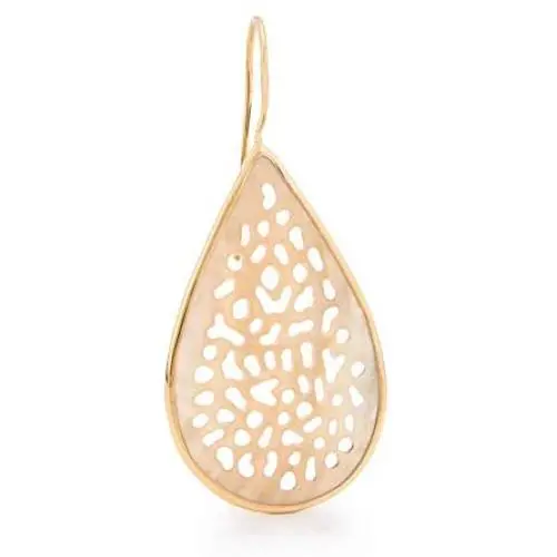 16g Teardrop-Shaped Brass Ear Jewelry — Mother of Pearl Inlay with Mottled Pattern
