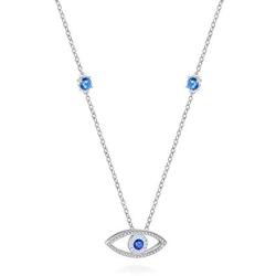 IOHUPCI Evil Eye Jewelry 925 Sterling Silver Blue White CZ Eye Pendant Necklace Gifts for Women Girl 18'' Sliver Chain