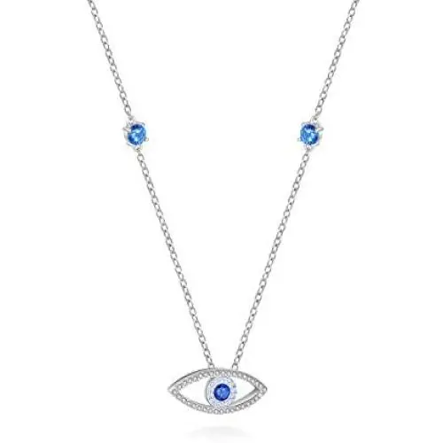 IOHUPCI Evil Eye Jewelry 925 Sterling Silver Blue White CZ Eye Pendant Necklace Gifts for Women Girl 18'' Sliver Chain IOHUPCI Evil Eye Jewelry 925 Sterling Silver Blue White CZ Eye Pendant Necklace Gifts for Women Girl 18'' Sliver Chain