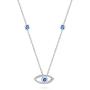 IOHUPCI Evil Eye Jewelry 925 Sterling Silver Blue White CZ Eye Pendant Necklace Gifts for Women Girl 18'' Sliver Chain
