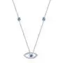 IOHUPCI Evil Eye Jewelry 925 Sterling Silver Blue White CZ Eye Pendant Necklace Gifts for Women Girl 18'' Sliver Chain IOHUPCI Evil Eye Jewelry 925 Sterling Silver Blue White CZ Eye Pendant Necklace Gifts for Women Girl 18'' Sliver Chain
