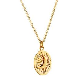 FFJGO Coin Necklace 18K Gold Plated Dainty Vintage Handmade Pendant Necklace Evil Eye Retro Relief bee Coin Pendant Horae Moon and Star Charm Minimalist Jewelry for Women Girls
