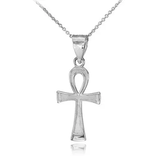 Fine 925 Sterling Silver Egyptian Ankh Cross Charm Pendant Necklace