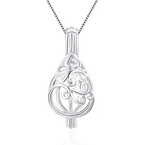 LGSY Sterling Silver Waterdrop Cage Pendants for Women, Design Pearl Cage Pendants for Pearl Jewelry Making, Essential Oil Diffuser Lockets for Pearl Jewelry LGSY Sterling Silver Waterdrop Cage Pendants for Women, Design Pearl Cage Pendants for Pearl Jewelry Making, Essential Oil Diffuser Lockets for Pearl Jewelry