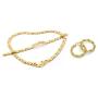 SPARKLE XOXO Womens Gold Finish Hugs & Kisses Necklace Bracelet Set with Hoop Earrings