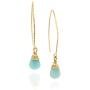 Women’s 14k Gold Filled Hand Wrapped Amazonite Gemstone Long Wire Threader Earrings