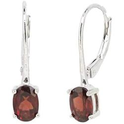 Sterling Silver Oval Cut Genuine Natural Gemstone Leverback Drop Earrings