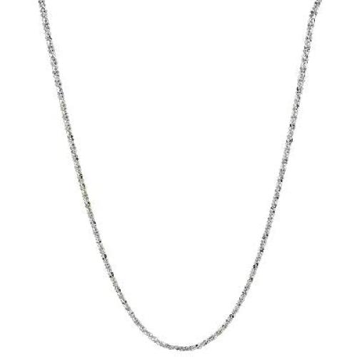 Verona Jewelers Sterling Silver Diamond Cut 2MM Sparkle Chain Necklace Criss Cross Necklace- Shiny Necklace Sparkling Chain Sterling Silver Necklace