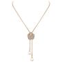 Lavencious Rose Flower Lariat Y-Shaped Long Necklace Sparkle Clear CZ 3D Jewelry 38'' with Pearls