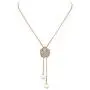 Lavencious Rose Flower Lariat Y-Shaped Long Necklace Sparkle Clear CZ 3D Jewelry 38'' with Pearls