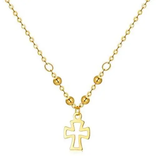18K Gold Tiny Cross Necklace for Girls, 7mm Yellow Gold Tiny Cross Pendant Necklace Jewelry for Women, 16.5+1.2 18K Gold Tiny Cross Necklace for Girls, 7mm Yellow Gold Tiny Cross Pendant Necklace Jewelry for Women, 16.5+1.2