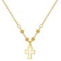 18K Gold Tiny Cross Necklace for Girls, 7mm Yellow Gold Tiny Cross Pendant Necklace Jewelry for Women, 16.5+1.2