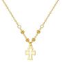 18K Gold Tiny Cross Necklace for Girls, 7mm Yellow Gold Tiny Cross Pendant Necklace Jewelry for Women, 16.5+1.2