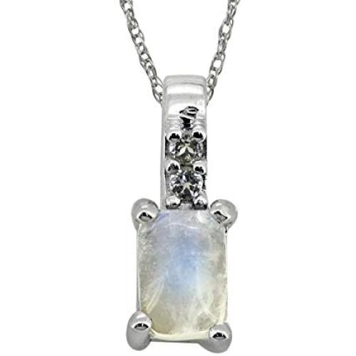 YoTreasure 0.58 ct Moonstone Solid 925 Sterling Silver Chain Pendant