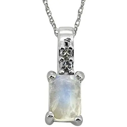 YoTreasure 0.58 ct Moonstone Solid 925 Sterling Silver Chain Pendant YoTreasure 0.58 ct Moonstone Solid 925 Sterling Silver Chain Pendant