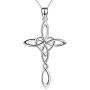 Celtic Knot Cross Pendant Necklace Sterling Silver Religious Irish Infinity Love Heart Irish Celtics Necklace Jewelry Mothers Day Birthday Gifts for Women Girls
