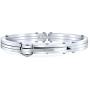 Biker Partner in Crime Handcuff Bangle Bracelet for Men Black Silver Tone Stainless Steel 8 Inch Button Hinge Clasp