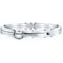 Biker Partner in Crime Handcuff Bangle Bracelet for Men Black Silver Tone Stainless Steel 8 Inch Button Hinge Clasp