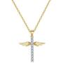caselast Cross Angel Wings Pendant Necklace Guardian Angel Cubic Zirconia Necklace Valentines Day Jewelry Gifts for Her Women Girls(Gold)