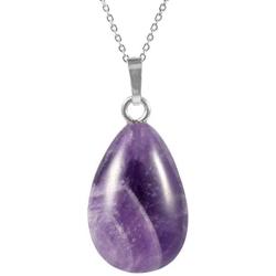 Sterling Silver Amethyst Gemstone Pendant Dainty Cute 18 inch Healing Crystals Chakra Stones Women Girls Gifts NK18-04