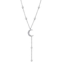 S925 Sterling Silver Jewelry Crescent Moon and Star Pendant Necklace…