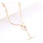 TIKCOOL Link Chain Necklaces for Women Chunky Oval Rectangle Paperclip Choker Necklace Adjustable Toggle Clasp Double Layered Collar Necklace for Girls