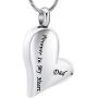 Always in My Heart Cremation Jewelry for Human Ashes Keepsake Urn Necklace of Loved One Memorial Ash Jewellery
