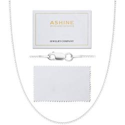 ASHINE 925 Sterling Silver 1mm & 0.8 Italian Box Chain Necklace 16'' - 30'' with Silver Polishing Cloth