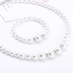 Danbihuabi Silver Plated Faux Pearl Necklace Earring wedding jewelry sets for brides'' (White1)